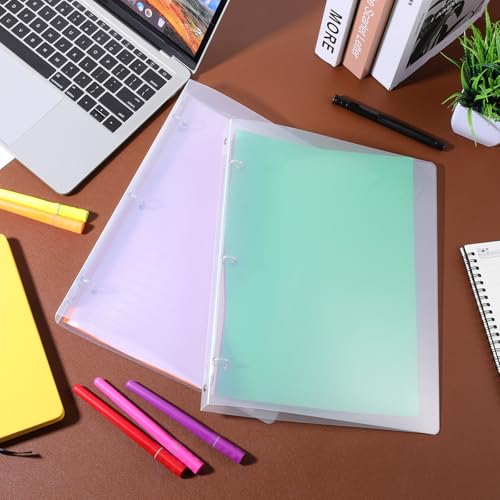 6 Pack Plastic 3 Ring Binder, Flexible Round Ring Presentation Binders, Refillable Binder, 3 Rings Binders with Clear Cover(O-Ring,1 Inch), Can Hold 120 Sheets of A4 Paper