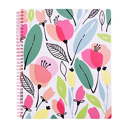 Steel Mill & Co Cute Large Spiral Notebook College Ruled, 11" x 9.5" with Durable Hardcover and 160 Lined Pages, Pink Poppy - color: Pink Poppy