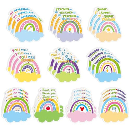 Xqumoi 30 Pack Boho Rainbow Teacher Sticky Notes - Spring Self Sticky Notepads Writing Memo Pads Teacher Appreciation Gift Back to School Office Supplies Birthday Party Favors Goodies Bag Fillers - style: Boho Rainbow (Teacher)
