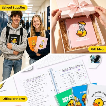Comix Plastic Cover 5 Subject Notebook, 200 Sheets 8-1/2" x 11" College Ruled Notebook with 5 Dividerfor Office/School/Home, Pink - color: Pink