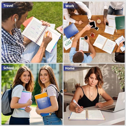 Hardcover Spiral Notebook Journal with Removable PVC Dividers - 8'' x 10'' Large 100 GSM Paper B5 Notebooks with Tabs, 300 Pages Leather 5 Subject Notebook College Ruled for Work School Notes, Blue - color: Blue