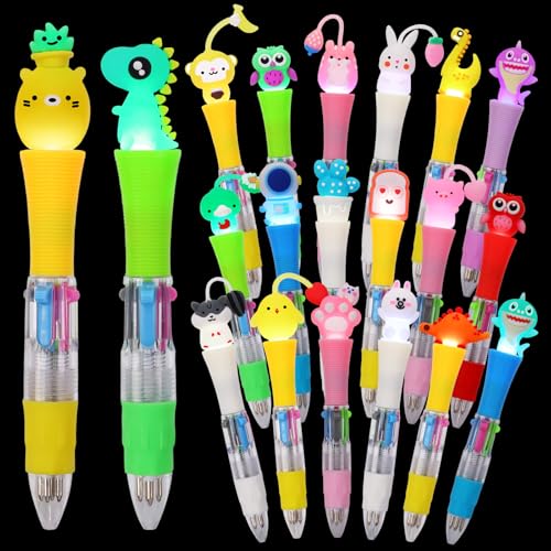 CZWZ 20Pcs Multicolor Pens in One 4-in-1 Cute Pens Bulk, Ballpoint Pen for Birthdays and Parties, Fun Gifts Assorted Ink Kawaii Pen(Style-2) - style: 20Pcs-Light