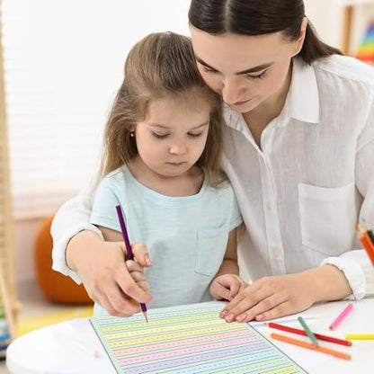 90 Sheets Ruled Writing Paper 8.5x11In Multi-Color Handwriting Paper Double-Sided Skip-A-Line Ruled Writing Practice Paper with 0.5" for Educational Kindergarten Primary Kid Toddler Child