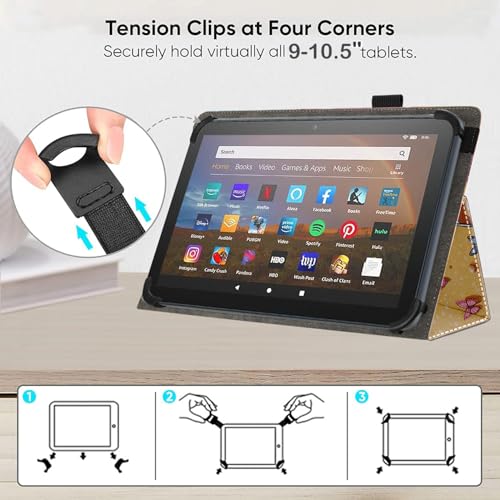 Universal 10 10.1 Inch Android Tablet Case,Slim Folding Stand Cover for All 9"-10.5" Touchscreen Tablet Case with Stylus Pen Holder,Beach Butterflies - color: Beach Butterflies