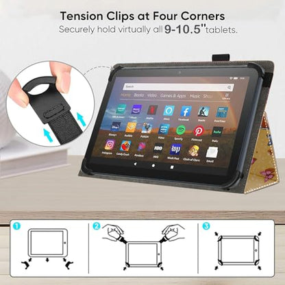 Universal 10 10.1 Inch Android Tablet Case,Slim Folding Stand Cover for All 9"-10.5" Touchscreen Tablet Case with Stylus Pen Holder,Beach Butterflies - color: Beach Butterflies