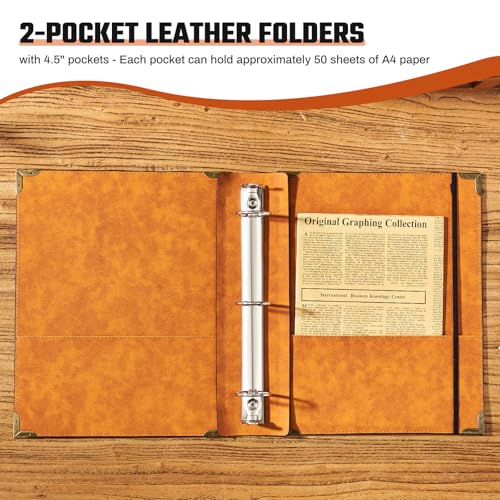 Ovesmusl PU Leather 3 Ring Binder Fits 8.5"x11" Letter Size Paper, 1.5 Inch Round Ring Binder Holds 350 Sheets, Notepad Paper Cover Loose Leaf Organizer, Black Tree - color: Black Tree, size: 1.5" Ring
