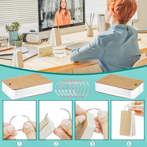 300 Pcs Flash Cards 2x3 Inch Index Cards with Ring Lined Note Card Bood Flashcards, Mini Blank Flash Cards 2x3 White Card Pad Index Note Bood 2 x 3 Notecards for Studying School Supply College - color: White