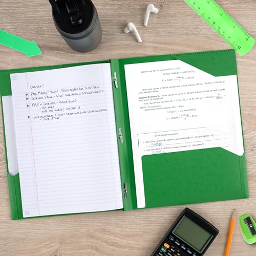 Five Star 2-Pocket Folder, Plastic Folder with Stay-Put Tabs and Prong Fasteners, Holds 8-1/2" x 11" Paper, Forest Green (72111) - color: Green, size: 1 Count (Pack of 1)