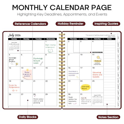 Planner 2026-2027, 8.5" x 11" Weekly and Monthly Academic Year Planner Calendar, July 2026 - June 2027, Hardcover Large School Planning Agenda With Tabs, Perfect for School & Office Supplies, A4, Burgundy - color: I-Burgundy, size: A4(8.5"x11")