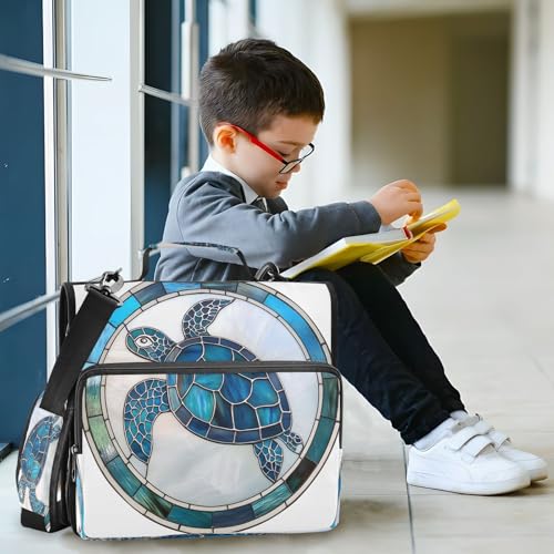 3 Ring Zipper Binder Blue Sea Turtle Binders Bag with Shoulder Strap 500 Sheets Paper Organizer Trapper Keeper Documents Storage File Folder for School Office - color: A439