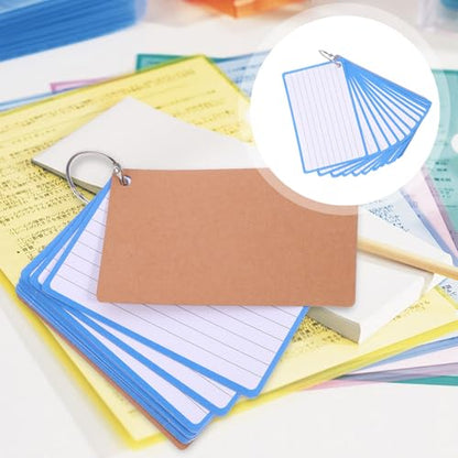 COHEALI Blue Lined Index Cards with Ring Binder 60 Thickened Flash Cards Per Book 2pcs for Study Writing and Office Organization