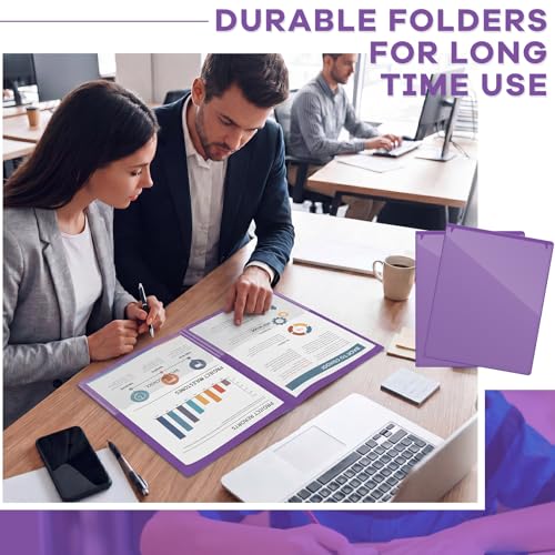 Henoyso 100 Pcs Folders Take Home Heavy Duty 2 Pocket Homework Folder for Students Parent Teacher Communication, 11.8 x 9.45 Inch(Purple) - color: Purple
