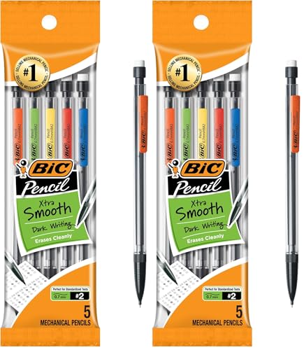 BIC Xtra-Life Mechanical Pencil, Clear Barrel, Medium Point (0.7mm), 5-Count (Pack of 2) - size: 5 Count (Pack of 2), style: Medium