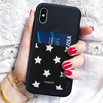 VANDEL Pocket – Stick-On Fabric Phone Wallet for Women, Cute Credit Card Holder, Stick On Back of Phone Fabric Sleeve for iPhone Pocket - color: Star Print