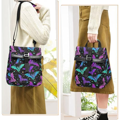MNSRUU Insulated Lunch Bags Women Men Aldults, Halloween Luminous Bats Portable Reusable Thermal Meal Tote Cooler Bag Organizer, Adjustable Shoulder Strap, Handle - color: Halloween Theme 092