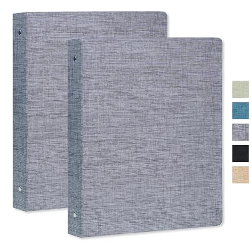 3 Ring Binder 1 Inch, Linen Binder for 8.5" x 11" Paper - Professional Planner with 2 Interior Pockets for School, Office, and Home Organization - color: Grey, size: 2 Pack