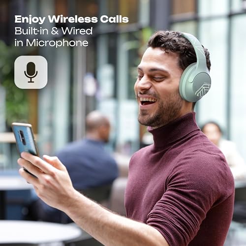 PowerLocus Bluetooth Headphones Over Ear, 50H Playtime with 4 EQ Modes Wireless Headphones with Microphone, HiFi Stereo Deep Bass, Soft Ear Cups, Foldable Lightweight Headset for Travel/Office/Workout - color: Mint