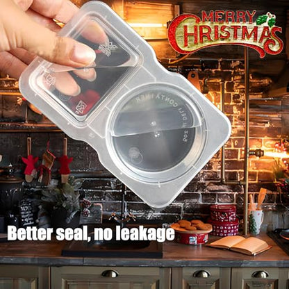 VOUKEN 10Pcs Double Compartment Condiment Container with Lid Double Compartment Snack Containers Double Compartment Snack Containers for to-go Sauce, Sampling, Travel Snack (Transparent 10PCS) - color: Transparent 10PCS