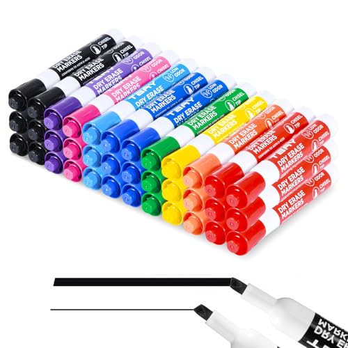 Tbay Dry-Erase Markers - 36 Counts, Chisel Tip Whiteboard Markers for Office/School Supplies, Low Odor (Multicolor - 9 Colors) - color: Multicolor - 9 Colors