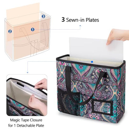 LoDrid Collapsible File Tote Bag with Handles for Letter Size Files, Totem | Portable File Organizer Box with 3 Built-in Boards for Letter Size Files, Document Storage Case for Office, Home, Travel