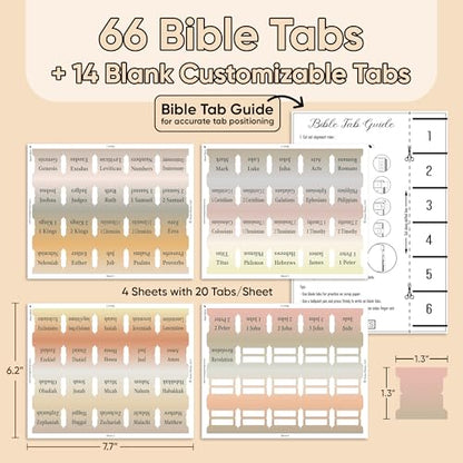 EssexWares - Boho Ombre Bible Tabs for Old and New Testament, 80 Large Print Tabs for Bible Study, Water-Resistant and Durable Index Tabs for Women and Men - 1.7" Wide - color: Boho Ombre