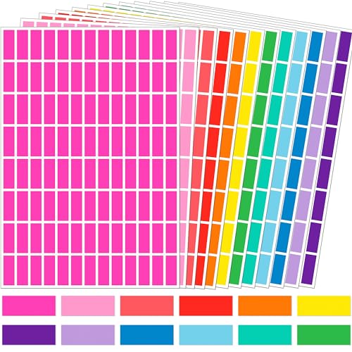 YSHIHE Colored Sticker Labels,12 Colors,1" x 3/8" Small Label-2496 Pack | Rainbow Color Coding Labels, 1inch x 3/8inch Adhesive Writeable Surface for Classroom, Offices Labeling & Home Organization