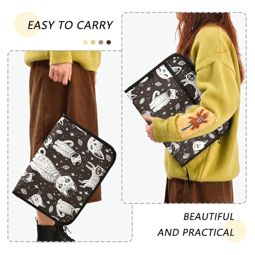 Witch's Cat Expanding Accordion File Folder with 13 Pockets and Zipper Closure - color: Witch's Cat