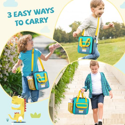 REDSHELL Lunch Box Kids, Large Insulated Lunch Bag for Boys Girls, Blue | Tactical Style, Cooler Lunchbag, Square Toddler Lunchbox, School & Daycare, Lunch Tote, Water Bottle Holder, Adjustable Strap - color: Blue
