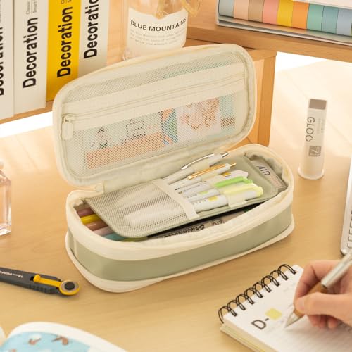 EASTHILL Big Capacity Pencil Case Large Pencil Pouch Stationery Pen Bag for Teen Girls-Green - color: Green