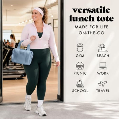 Fit & Fresh Remi Lunch Bag for Women Work – Neoprene Lunch Tote with Containers & Ice Pack, Reusable Meal Prep Lunch Box, Large Capacity, Machine Washable, Slate - color: Blue