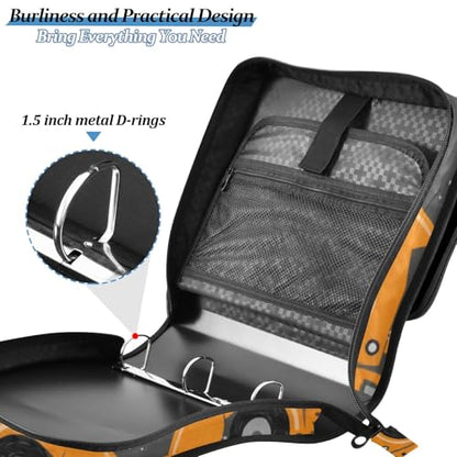 3 Ring Zipper Binder With Shoulder Strap Documents Storage Organizer Animal Dog - color: Construction Machines