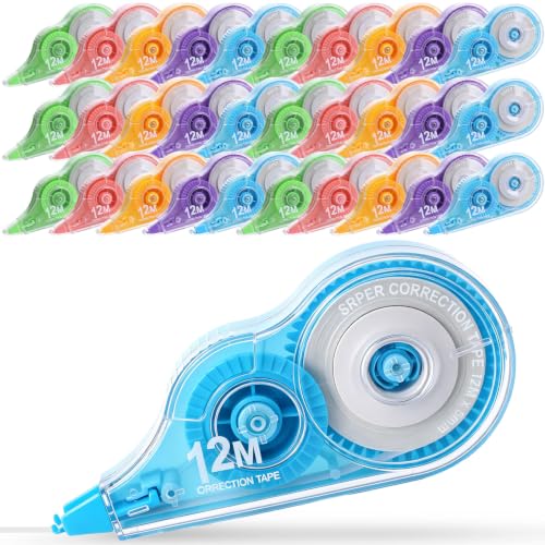 AmazingSpark 100 Pcs Correction Tape Bulk 39.4 ft White Wrong out Tear-resistant Instant Corrections Easy to Use Applicator for School, Office, Note Taking, Journal, Tape Width 0.2in(5 Macaron Colors) - color: 5 Macaron Colors