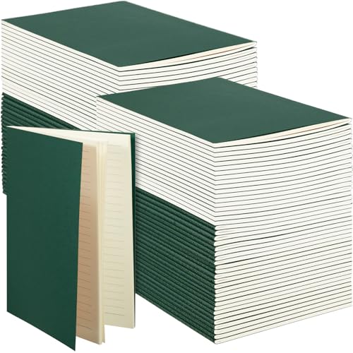 Mimorou 100 Pcs Journals Notebooks Bulk - Kraft Softcover A5 Small Notebooks 5.5 Inch x 8.3 Inch Notepads with 60 Page 30 Sheet for Writing Sketch Travel Office Supplies(Green,Lined) - color: Green, style: Lined