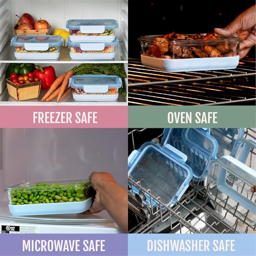 Ello Duraglass Refresh 3.4 Cup Meal Prep Sets 10Pc, 5 Pack Set- Glass Food Storage Container with Silicone Boot and Airtight BPA-Free Plastic Lids, Dishwasher, Microwave and Freezer Safe,Dusk Delight - color: Dusk Delight