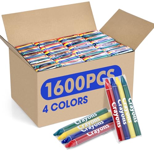 FUMILE 1600 Count Crayon (400 Sets of 4 Colors), Crayons Bulk Individual Packs, Non-Toxic Mini crayons for Kids Party Favors, Restaurants, School Supplies, Travel and More Events - style: 1600 count