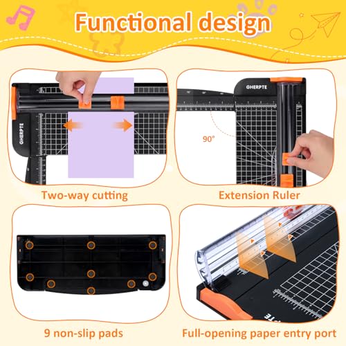A4 Paper Cutter -12 Inch Paper Trimmer with 2pcs Replacement Blades with Safeguard Side Rulerfor Cut Gift Card,Coupon,Label, Cardstock,Photo - color: Black