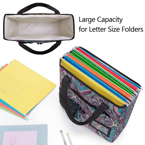 LoDrid Collapsible File Tote Bag with Handles for Letter Size Files, Totem | Portable File Organizer Box with 3 Built-in Boards for Letter Size Files, Document Storage Case for Office, Home, Travel
