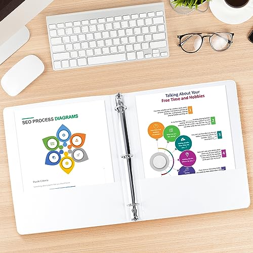 CIXILDTS 1.5-inch Round Ring Binder, 1-1/2" 3 Ring Binder Fit Letter Size Paper, Presentation View Binders, White, 6-Pack - color: White, size: 1.5", style: 6-Pack