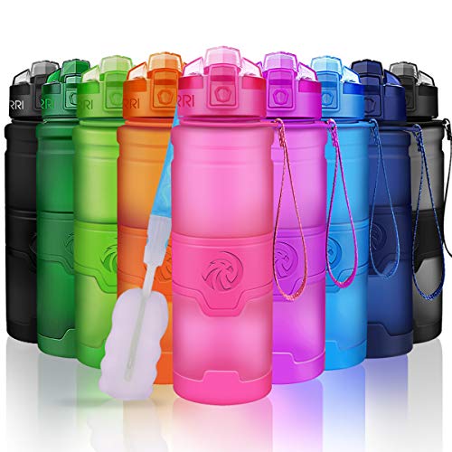 ZORRI Sports Water Bottle, 400/500/700ml/1L, BPA Free Leak Proof Tritan Lightweight Bottles for Outdoors,Camping,Cycling,Fitness,Gym,Yoga- Kids/Adults Drink Bottles with Filter, Lockable Pop Open Lid - color: Pink, size: 24 Ounces
