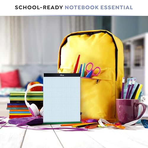 Alitte Graph Paper Pad, Pack of 3, White Letter Size - 4x4 Quad Grid Paper, With Blue Lines - Easy-Tear Perforations, 11x8.5 Cardboard Backing - Graph Notepads for School, Office -50 Sheets per Pad - size: 4x4 sq/in 3 Pack