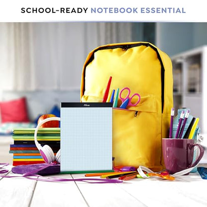 Alitte Graph Paper Pad, Pack of 12, White Letter Size - 4x4 Quad Grid Paper, Easy-Tear Perforations, 8.5 x 11 Cardboard Backing - Graph Notepads for School, Office -50 Sheets per Pad - size: 4x4 sq/in 12 Pack