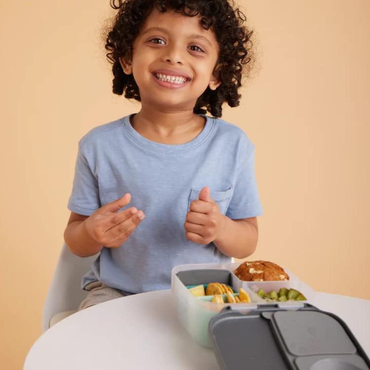 b.box Mini Lunch Box Kids | 4.25 Cup Leak Proof Bento Box for Kids Ages 3+ | 3 Compartment Snack Containers, School Lunch Container, Dishwasher Safe, BPA-Free, PFAS-Free - Graphite - color: Graphite, size: 1-pack