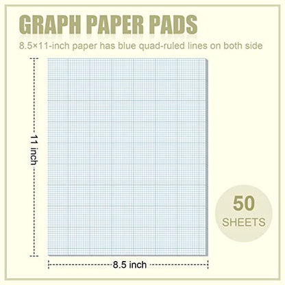Ctosree 6 Pack Graph Paper Pads 8.5" x 11", 10x10 Quad Ruled, 50 Sheets/100 Pages Back to School Graph Paper for Engineer Architect Designer Mathematician Draftsm - color: Blue
