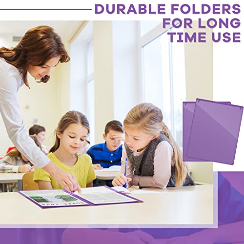 Henoyso 24 Pcs Folders with Pocket School to Home Folder Heavy Duty 2 Pocket Homework Folders with Clear Front Pockets for School Students Parent Teacher Communication (Purple) - color: Purple