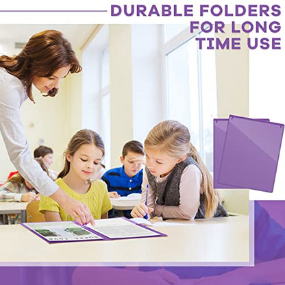 Henoyso 72 Pcs Plastic Take Home Folders with 2 Pockets Parent Teacher Classroom Communication Homework Folder for Students Parent Teacher Connect (Purple) - color: Purple