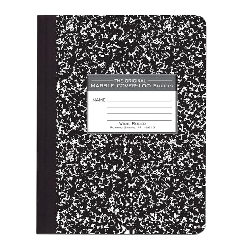 ROARING SPRING Hard Cover Composition Notebook, 24 Pack, Black Marble Comp Book, 9.75″ x 7.5″, Wide-Ruled with Margin, 100 Sheets (200 Pages) - size: 9.75" x 7.5", style: 24 Pack - Wide-Ruled - 100 Sheets - Black Marble