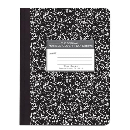 ROARING SPRING Hard Cover Composition Notebook, 24 Pack, Black Marble Comp Book, 9.75″ x 7.5″, Wide-Ruled with Margin, 100 Sheets (200 Pages) - size: 9.75" x 7.5", style: 24 Pack - Wide-Ruled - 100 Sheets - Black Marble