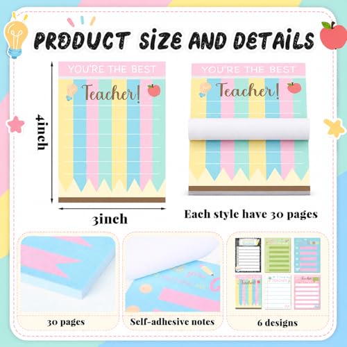 Eaasty 24 Pcs Back to School Teacher Appreciation Gift Sticky Notes with Funny Pens to Do List Notepad Sticky Notes Cute Ballpoint Pens(Pastel Style) - style: Pastel Style