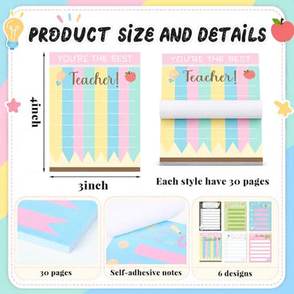 Eaasty 24 Pcs Back to School Teacher Appreciation Gift Sticky Notes with Funny Pens to Do List Notepad Sticky Notes Cute Ballpoint Pens(Pastel Style) - style: Pastel Style