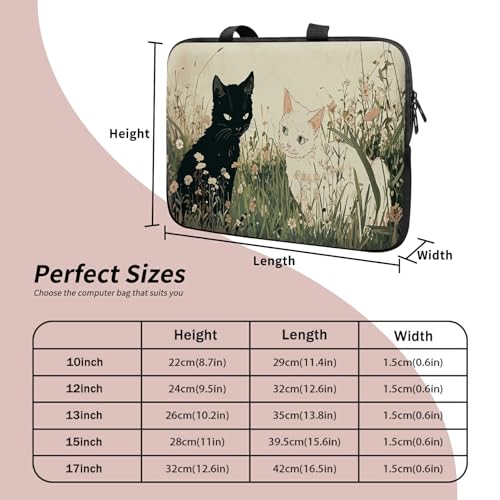 Universal Laptop Sleeve Tablet Case 12 inch, Black and White Cats Slim Carrying Case Durable Handbag Travel Laptop Bag for Surface Pro 9 8 7/Laptop Go 2 3, MacBook Air 11/12 - color: Black and White Cats, size: 12 inch